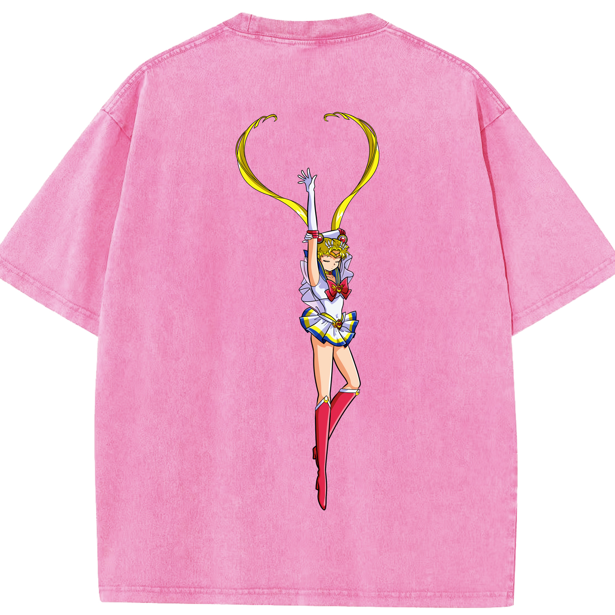 （画像用） 美少女戦士セーラームーン 月野 うさぎ つきの うさぎ Sailor Moon Tsukino Usagi 綿100% ヴィンテージ風 半袖Tシャツ（背面プリント）